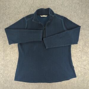 Woolrich Sweater Womens XL Navy Quarter Zip Waffle Knit Cotton Pullover 7232